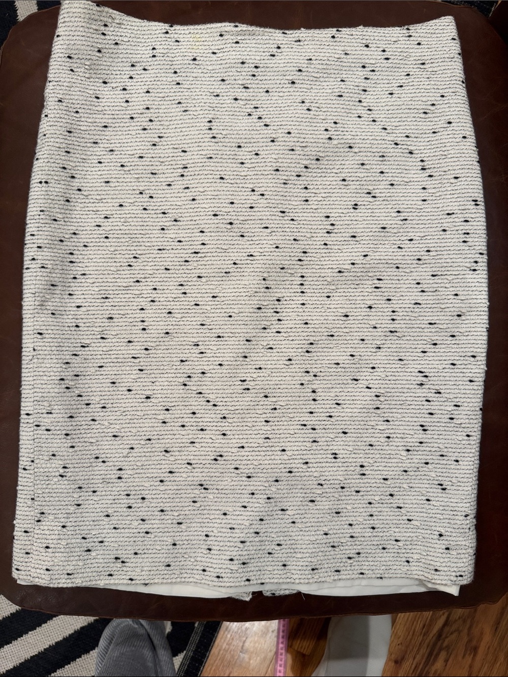White Textured Pencil Skirt with Black Speckle